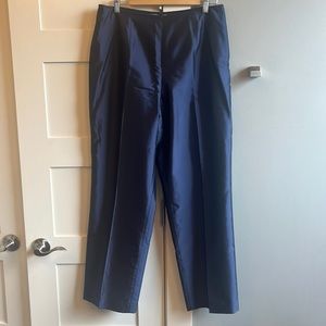 Carlisle 14 navy blue silk blend side zip pants Audrey Hepburn classic